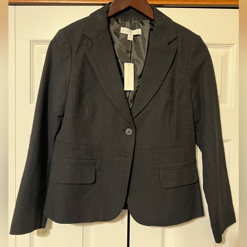 **NWT** New York & Company – Black Textured Tweed Jacket Blazer – Size 12